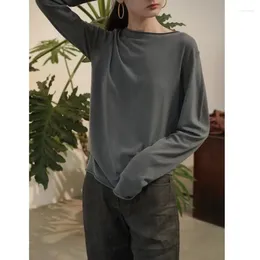 Women's T Shirts Wool Bottom Knitted Shirt For Women Small And Simple Basic Top 3 Colours Early Spring Product 2024