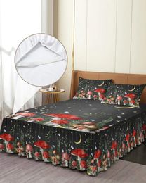 Bed Skirt Plants Mushrooms Flowers Moon Elastic Fitted Bedspread With Pillowcases Mattress Cover Bedding Set Sheet