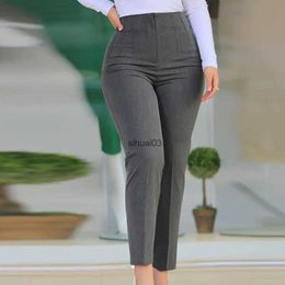 Women's Pants Capris Womens formal pencil pants high waisted pleated pockets ankle length solid color straight leg set office pants womens TrousersL2403