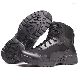 Fitness Shoes Men Outdoor Leather Military Tactical Boots Waterproof Non-Slip Plus Velvet Sports Climbing Hiking Combat Hunting