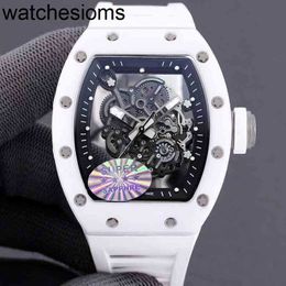 Watch RichaMill Factory Swiss ZF Mechanics Luxury Watch Mens Wristwatch Business Leisure Rms055 Multifunctional Automatic Mechanical White Ceramic Tape Tk