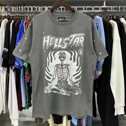 Fashion Hellstar Shirt Mens Rap Top Designer Tshirt Tide Brand Fun Funny Comic English Letter Print Loose All Round Collar Short Sleeved T Shirt Hellstar Short 9488