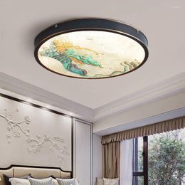 Ceiling Lights Chinese Style Lamp Copper Enamel Colour Bedroom Living Room Study El Indoor Light Led Round Antique