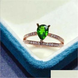 Cluster Rings Diopside Jewelry Crown Style Gemstone Sier Ring For Girl 5Mm 7Mm 0.15Ct Natural Solid 925 Drop Delivery Otqnh