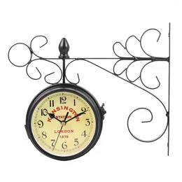 Wall Clocks Two Sides Clock Seaside Round Chandelier Double Sided Iron Mediterranean Style