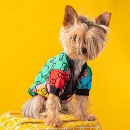 Dog Apparel Dog Sweater Multi Colour Splicing Warm Woollen Knitted Clothes Suitable For Small Medium Dogs Design Clothes