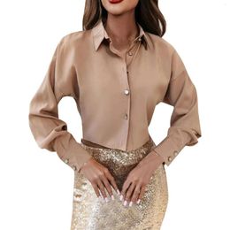 Women's Blouses Womens Button Down Shirts Long Sleeve Casual Collared Shirt Loose Solid Color Tops Blusas Para Mujer Top