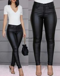 Women's Pants Capris Womens PU leather pants black sexy stretch Bodycon Trousers womens high waisted long casual pencil pants plus size S-3XLL2403