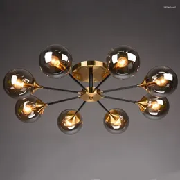 Ceiling Lights Light Luxury Nordic Golden Glass Bedroom Living Room Lamp Simple Modern Creative Personality Study Magic Bean Molecular