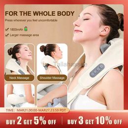 Massaging Neck Pillowws Foreverlily Neck And Shoulder Massager Wireless Neck And Back Shiatsu Kneading Massager Neck Cervical Relaxing Massage Shawl 240322