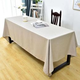 Table Cloth Pure Colour Cotton Linen Waterproof Dessert Conference High-grade Rectangular Tea White