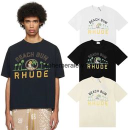 Men's T-Shirts New Fashion Coconut Tree Letter Printed T-shirt for Mens Couple Style High Quality Ultra Pure Cotton Casual Hip Hop Top H2404016S59