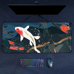 Pads Japanese Koi Fish Art Large Mouse Pad 90x40 Mouse Pad Xxl Extended Mouse Mat Desk Pad Gaming Accessories Keyboard Big Desk Mats