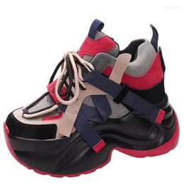 Casual Shoes Dad's For Women 2024 Winter Style 10cm Hidden Heel Plus Velvet Warm Cotton Sneakers Tennis Female Free Ship