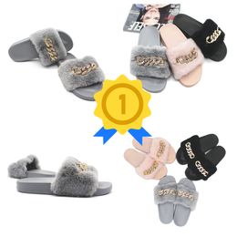 fashion Chain Diamond Plush Slippers Indoor and Outdoor Plush Flat Bottom Warm Slippers GAI fur chains Fluffy fall outdoor Design cute 2024 New Arrival