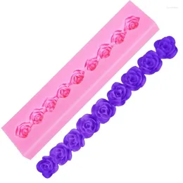 Baking Moulds Fondant Cake Decoration Silicone Mold Long Roses Chocolate Kitchen Tools