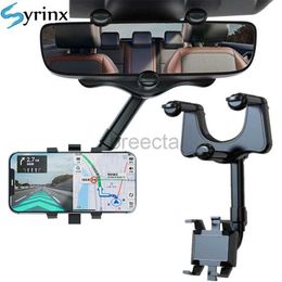 Cell Phone Mounts Holders 360 Car Mirror Telescopic Smart Phone Holder Mount Mobile Phone Support Stand Car GPS Adjustable CellPhone For iPhone 13 Holder 240322