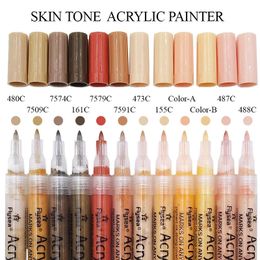 XYSOO 12Colors Skin Colour Water-based Ink Markers Pen 0.72.0MM Acrylic Paint Marker Art Painting Rock Tiles Glass Ceramic Wood 240307