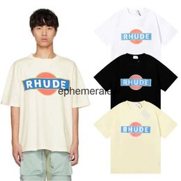 Men's T-Shirts 24SS Red Sun Letter Printing Top Quality T-shirt for Mens Couple Style Retro Hip Hop Short Sleeve Best with Label H240401