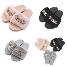 NEW Positive In stock autumn and winter chain flash diamond fluffy slippers indoor and outdoor fluffy flat warm flip-flops EUR 36-41