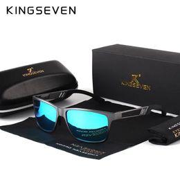 KINGSEVEN Men Polarised Sunglasses Aluminium Magnesium Sun Glasses Driving Glasses Rectangle Shades For Men masculino Male 240304