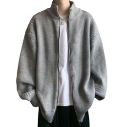 Suéter cardigã masculino estilo preguiçoso, pelúcia de outono inverno e suéter grosso, novo casaco com camada interna solta 2023