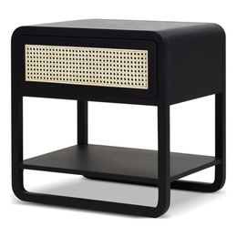 Jennifer Taylor Home Inglot Mesh Storage Side Table Bedside Table, Black Oak