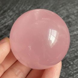 Decorative Figurines 211g Natural Stone Rose Quartz Crystal Ball Polished Rock Pink Sphere Feng Shui Divination Decoration Gift Reiki