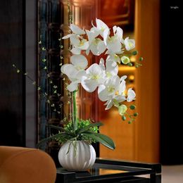 Vases European Ceramic Vase Simulation Flower Phalaenopsis Set Home Livingroom Table Figurines Decoration Store El Furnishing Craft