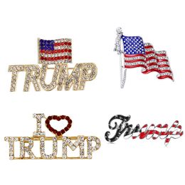 2024 Trump Brooch American Flag Patriotic Republican Campaign Diamond Pin Commemorative Badge