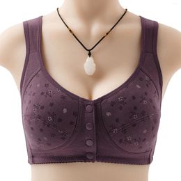 Bras Full Cotton Front Closure Vest Wireless Brassiere Women Underwear Intimate Middle Age Soft Support Bra For Plus Size