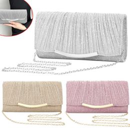 Evening Bags Womens Evening Clutch Bag Shiny Glitter Handbag Metal Chain Shoulder Crossbody Bag Luxury Wedding Party Banquet Clutch PurseL2403