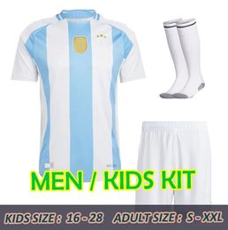 New 2024 2025 Argentina Soccer Jerseys Fans Player Version MESSIS MAC ALLISTER DYBALA DI MARIA MARTINEZ DE PAUL MARADONA Men Women Football Shirt Blue 24 Kids Kit 3795