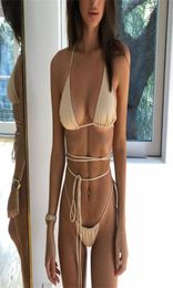 Sexy Thong Bikini Mujer Swimwear Women Bandage Solid Swimsuit Set Summer Beachwear Swim Suit9295509