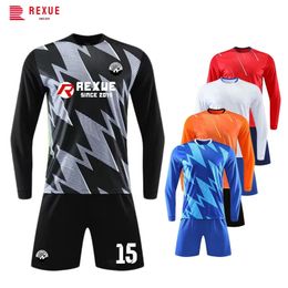 Men Kid Long Sleeve Football Jersey Set DIY Custom 22/23 Season Team Soccer Training Match Sports Uniform Suit for Children 240313