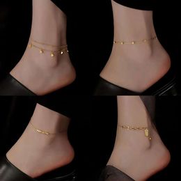 New Trendy Broken Gold High Grade Foot Chains for Women Titanium Steel Does Not Fade