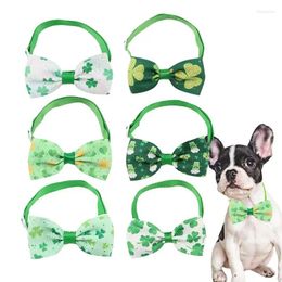 Dog Collars St Patrick's Day Necktie For 6pcs Green Festive Shamrock Bow Neckties Pet Costume Cat Supplies Apparel