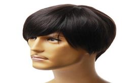 100 Human HAIR wig man wig style male fashion short style machine made wig RJ01392156202