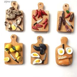 Fridge Magnets Cutting board simulation cutting board mini cute resin food toy 3D unique design kitchen refrigerant magnet kitchen accessories Y240322