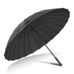 Umbrellas High-quality 24 Bone Umbrella Man Women Long-handled Manually Windproof Outdoor Big Sunny Rain