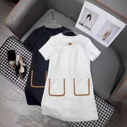 Runway Dresses Designer 24 Summer New Triangle Logo Women's Round Neck Dress Shows Slimming Covers Flesh Reduce Age Slim Fit and Loose Style Long Dress