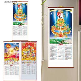 Calendar 2024 Dragon Calendar Planner Chinese Zodiac Hanging Scroll Calendar Wall Large New Year Calendar 30x12.52 inches Y240322