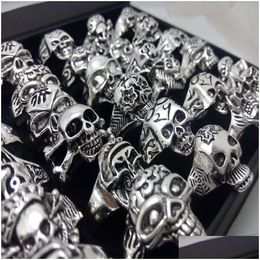 Band Rings Wholesale Bk Lot 100Pcs Styles Top Mix Skl Skeleton Jewellery Mens Gift Party Favour Men Biker Man Brand New Drop Del Dhgarden Dhidr