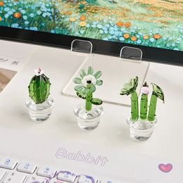 Creative Handmade Glass Florets Decoration Succulent Cactus Plant Pot Car Table Small Gifts 240314
