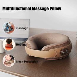 Massaging Neck Pillowws Electric U-Shaped Massager Pillow Multifunction Memory Foam Aircraft Travel Neck Pillow Hot Compress Relax Cervical Support 240322