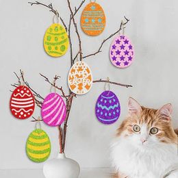 Party Decoration Easter Eggs Ornaments Egg Hang Pendants Tags Tree With Colourful Pattern For Fireplace Wall Door