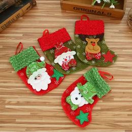 Small Cute Santa Socks Hanging Candy Claus ELK Bear Gift Bag Stocking Christmas Tree Pendant Party Decoration Wly935