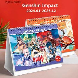 Calendar 2024-2025 Genshin Impact Desk Calendars Xiao Hutao Wendi cartoon character dual calendar school supplies Y240322