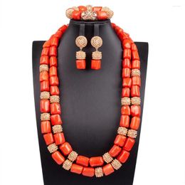 Necklace Earrings Set Real Natural Coral Beads Jewellery ON SALE Double Layer African Nigerian Wedding CNR364