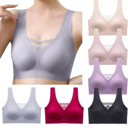 Bras Sport Active Bra For Women Lace See Through Push Up Full Cup Yoga Fitness Seamless Solid Prevent Sagging Fastening Brassiere